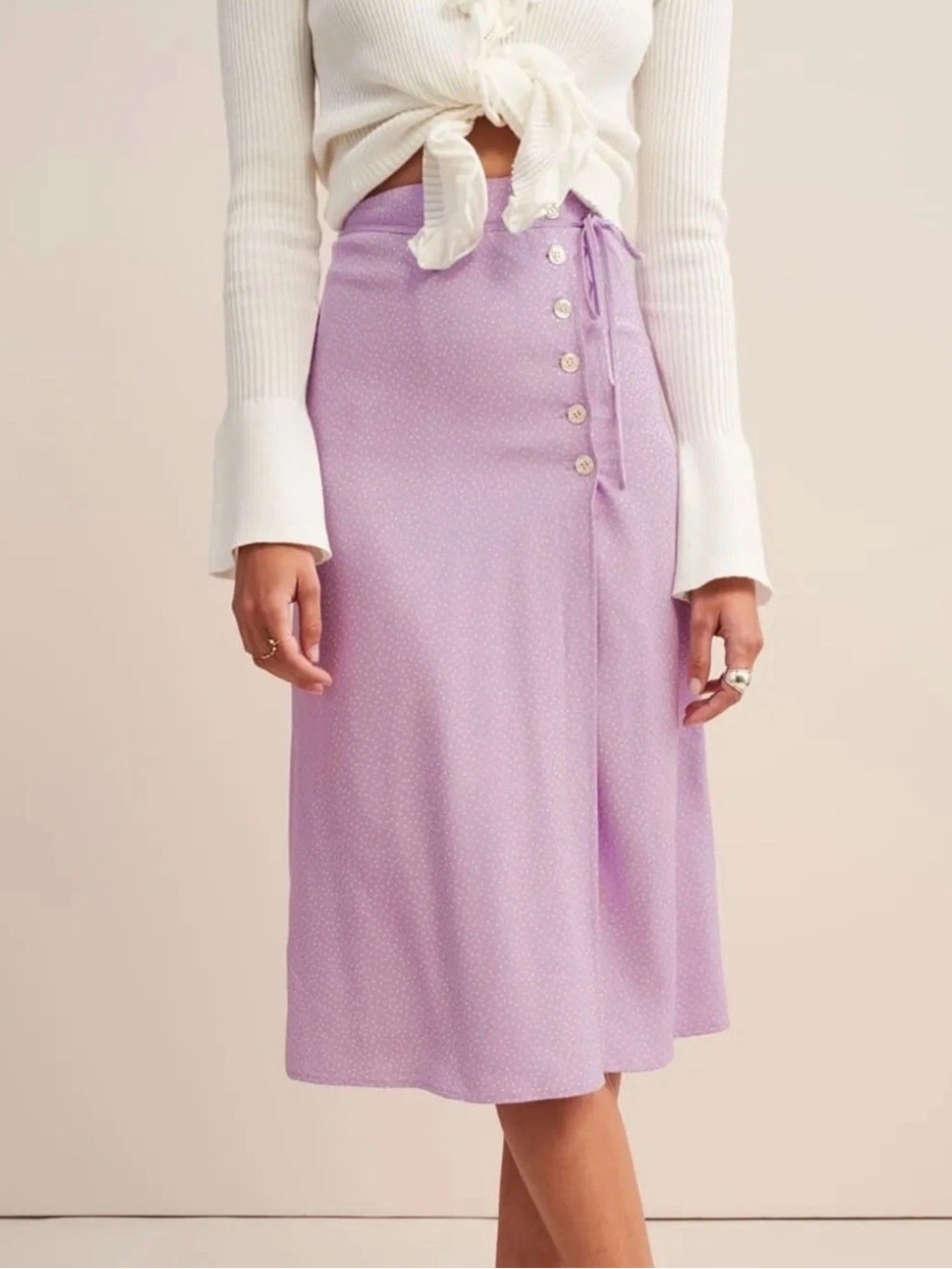 Rouje Lilac Wrap Midi Skirt